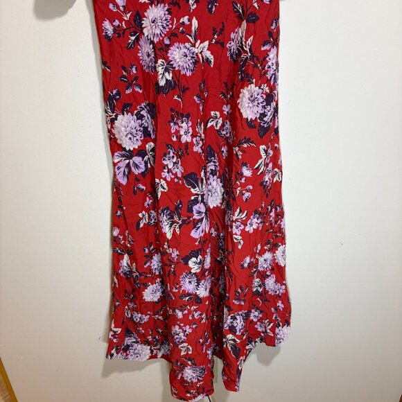 Anthropologie Maeve Red Floral Puff Sleeve Midi Dress - Picture 16 of 16